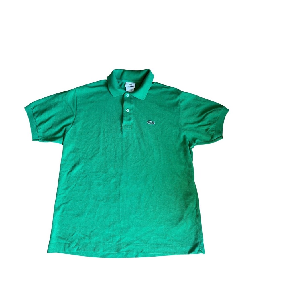 Lacoste Mens Green Cotton Pique Short Sleeve Polo Shirt Size 5 L Crocodile Logo